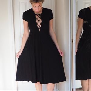 Reformation Black Lace Up Dress